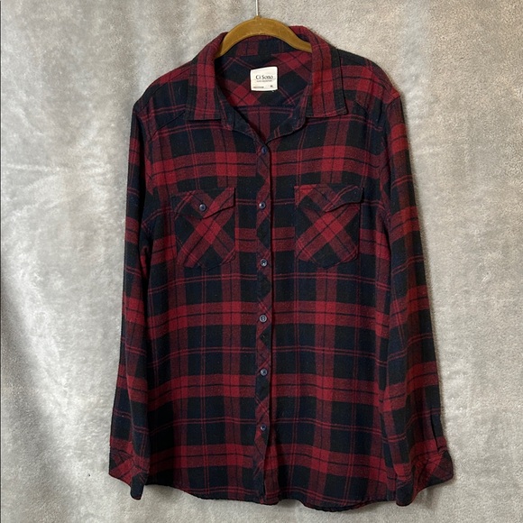 Ladies Red and Black Plaid Shirt-Size XL - Picture 3 of 8